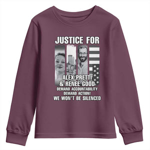 Justice for Alex and Renee Youth Sweatshirt Anti ICE Immigration Protest Human Rights TS14 Maroon Print Your Wear
