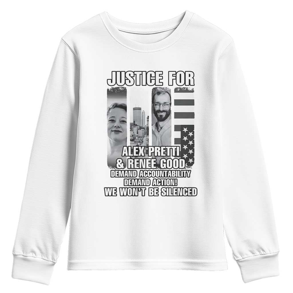 Justice for Alex and Renee Youth Sweatshirt Anti ICE Immigration Protest Human Rights TS14 White Print Your Wear