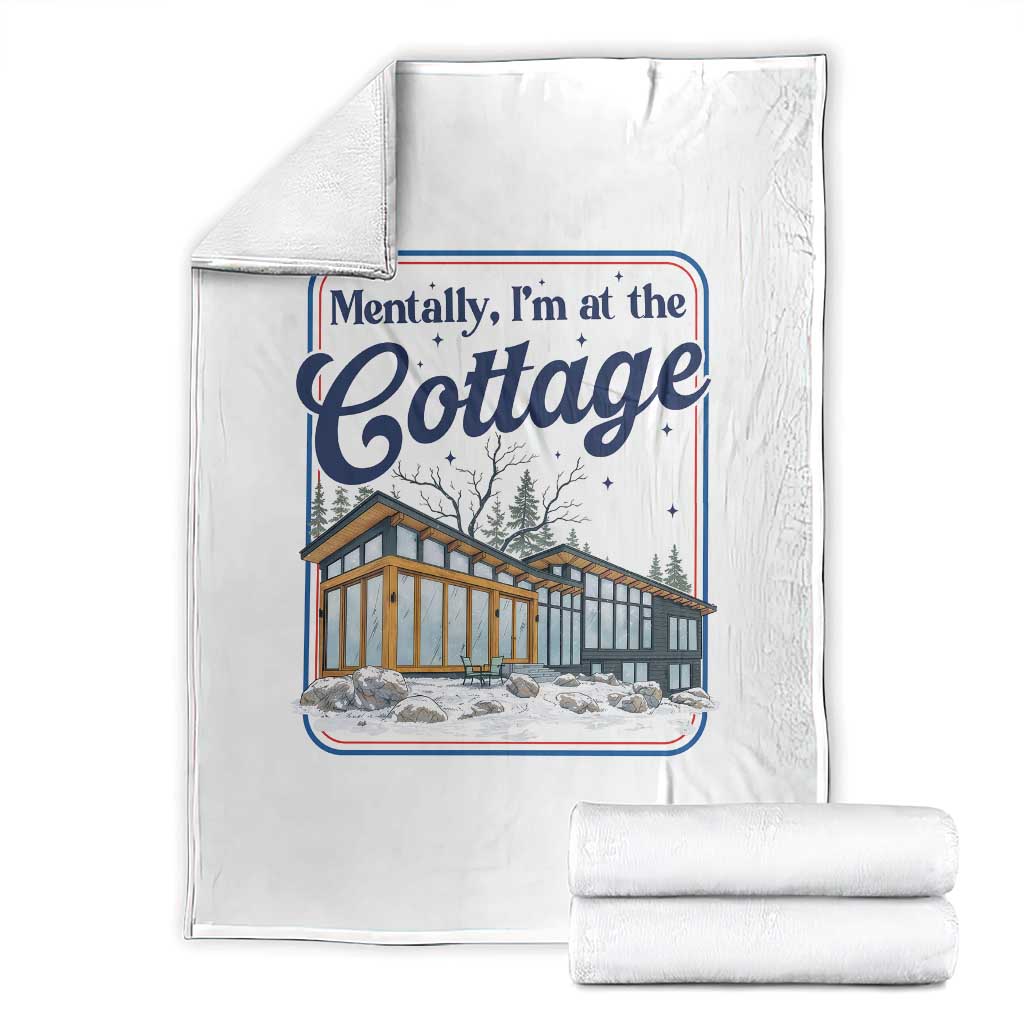 Mentally I'm at the Cottage Throw Blanket Funny Hockey Romance TS14 White Print Your Wear