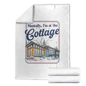 Mentally I'm at the Cottage Throw Blanket Funny Hockey Romance TS14 White Print Your Wear
