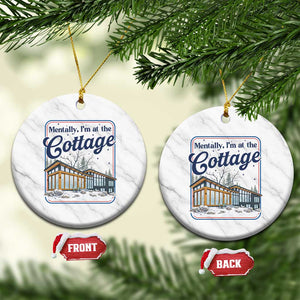 Mentally I'm at the Cottage Ceramic Ornament Funny Hockey Romance TS14 1pc White Marble Print Your Wear