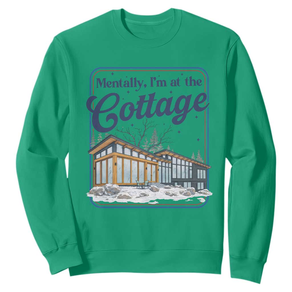 Mentally I'm at the Cottage Sweatshirt Funny Hockey Romance TS14 Irish Green Print Your Wear
