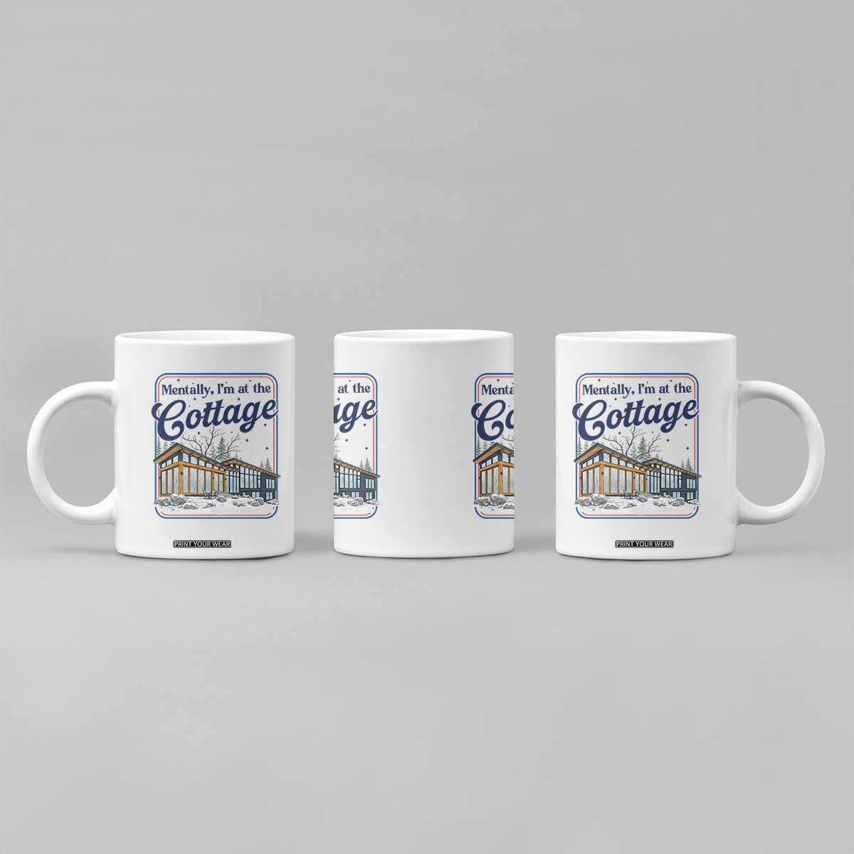 Mentally I'm at the Cottage Coffee Mug Funny Hockey Romance TS14 Print Your Wear