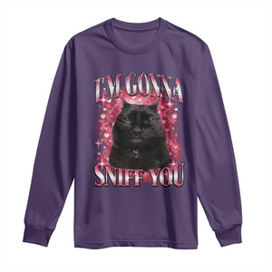 I'm Gonna Sniff You Long Sleeve Shirt Funny Black Cat Meme TS14 Purple Print Your Wear