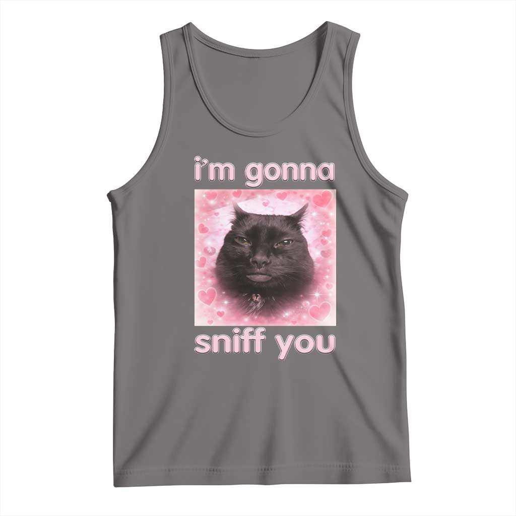 I'm Gonna Sniff You Tank Top Funny Black Cat Brainrot Meme TS14 Deep Heather Print Your Wear