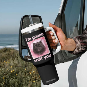 I'm Gonna Sniff You Tumbler With Handle Funny Black Cat Brainrot Meme TS14 Print Your Wear