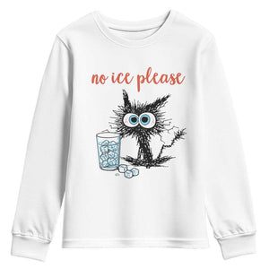 No Ice Please Youth Sweatshirt Funny Black Cat Sarcastic Abolish ICE Meme TS14 White Print Your Wear