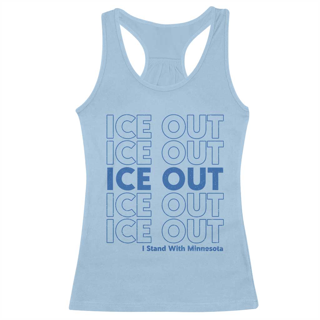 ICE Out Racerback Tank Top I Stand With Minnesota Minneapolis Anti ICE TS14 Light Blue Print Your Wear