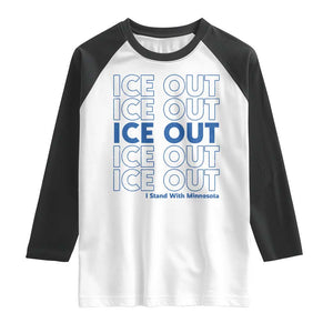 ICE Out Raglan Shirt I Stand With Minnesota Minneapolis Anti ICE TS14 White Black Print Your Wear