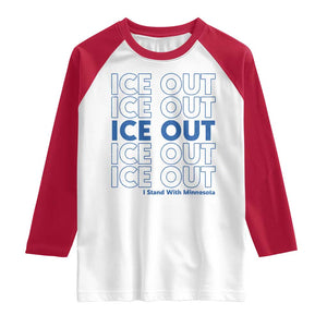 ICE Out Raglan Shirt I Stand With Minnesota Minneapolis Anti ICE TS14 White Red Print Your Wear