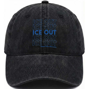 ICE Out Washed Cotton Baseball Cap I Stand With Minnesota Minneapolis Anti ICE TS14 Washed Cap Universal Fit Black Print Your Wear