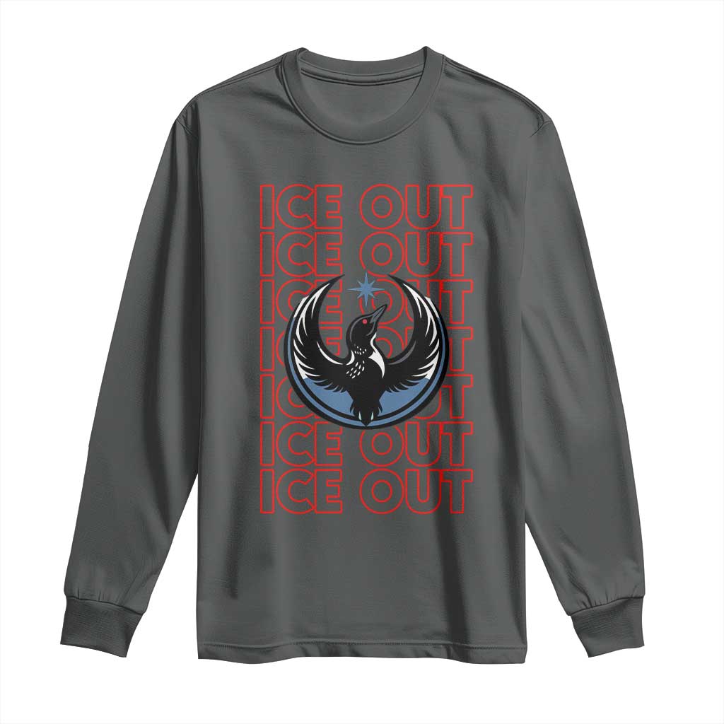 ICE Out Long Sleeve Shirt Minneapolis Resist Anti ICE Immigration Protest TS14 Dark Heather Print Your Wear