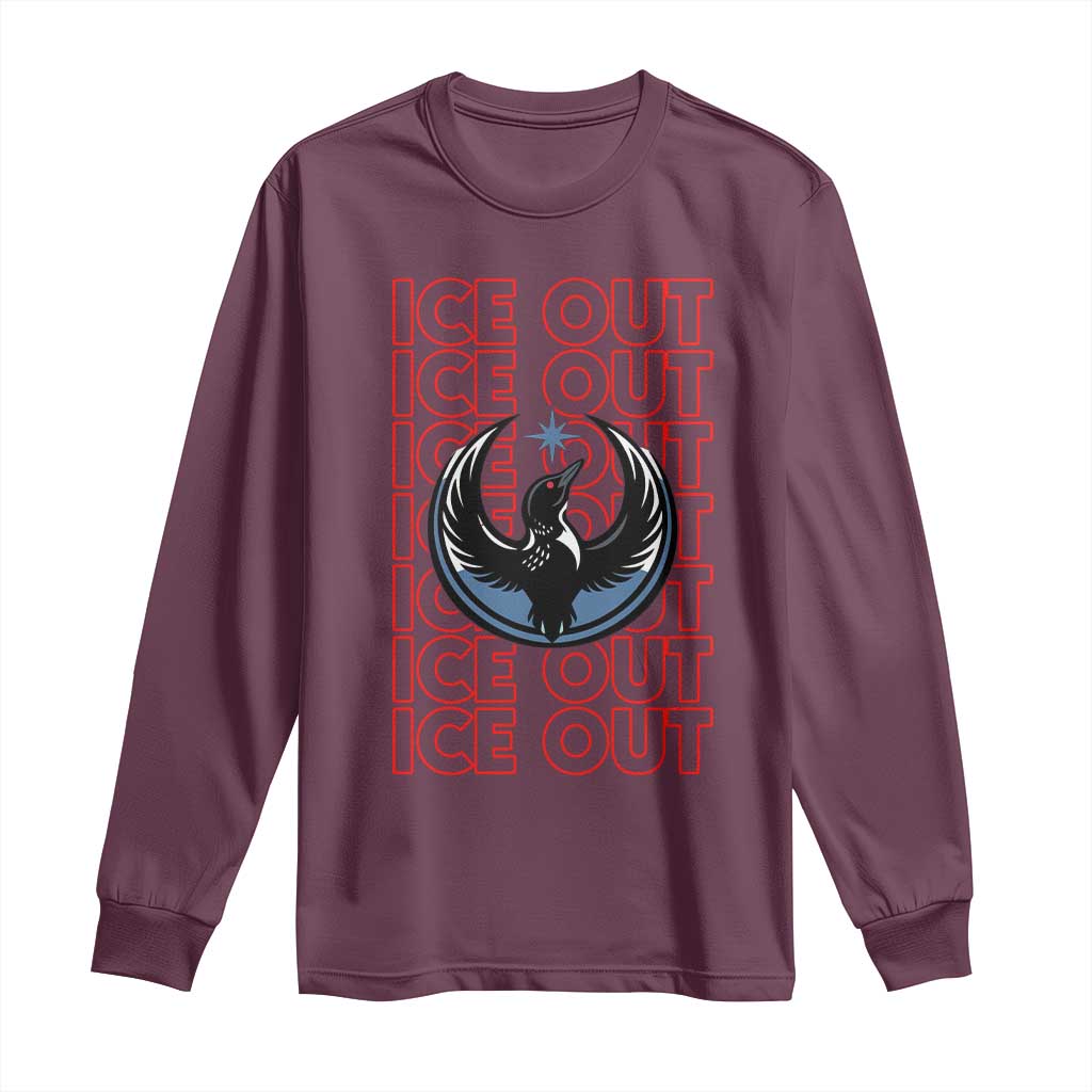 ICE Out Long Sleeve Shirt Minneapolis Resist Anti ICE Immigration Protest TS14 Maroon Print Your Wear
