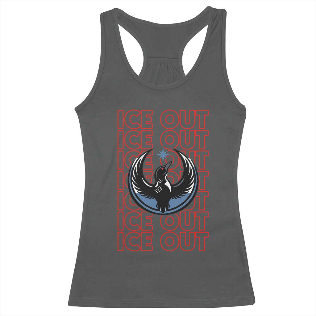 ICE Out Racerback Tank Top Minneapolis Resist Anti ICE Immigration Protest TS14 Dark Heather Print Your Wear