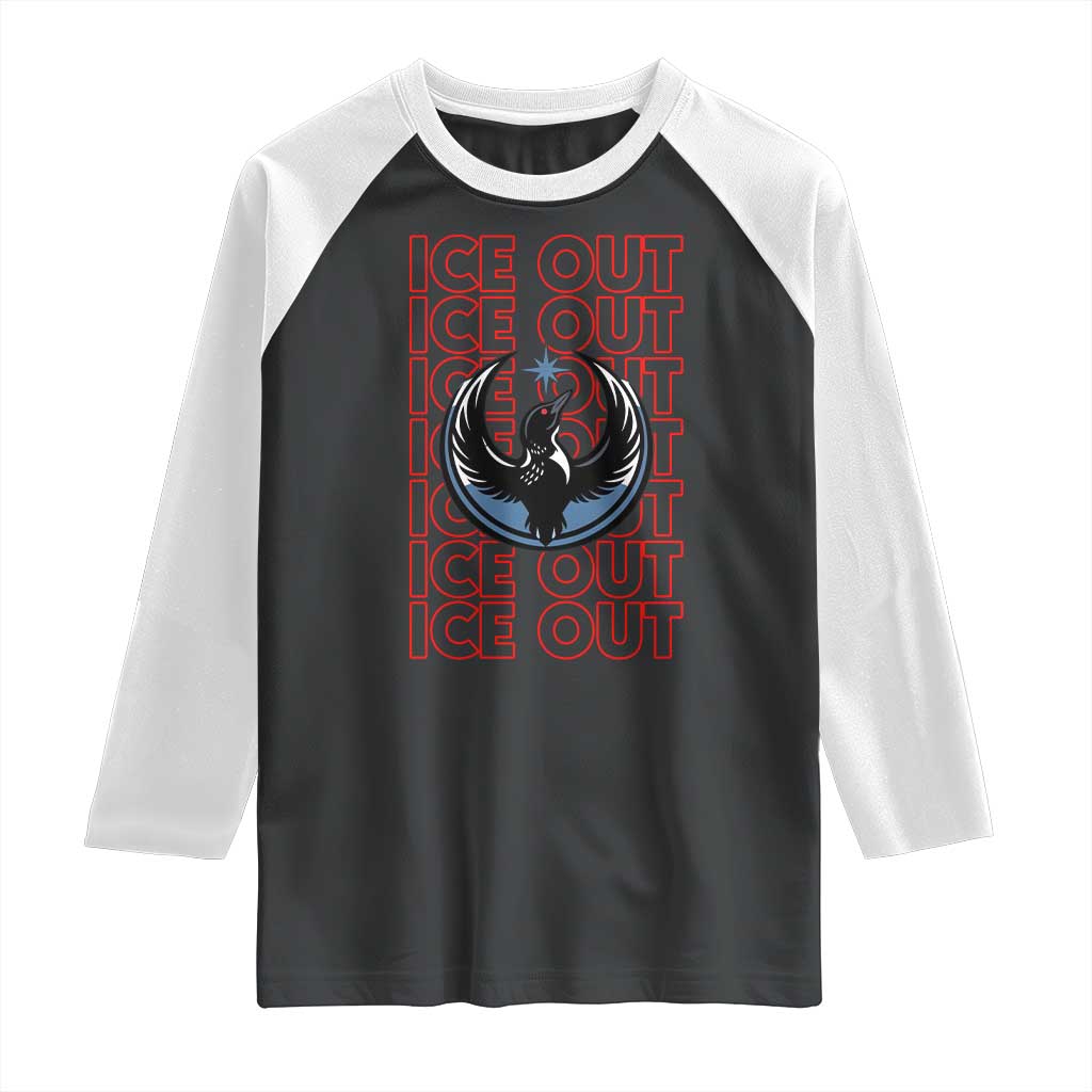 ICE Out Raglan Shirt Minneapolis Resist Anti ICE Immigration Protest TS14 Black White Print Your Wear