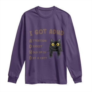 I Got ADHD is that A Cat Long Sleeve Shirt Funny Cat Lover TS14 Purple Print Your Wear