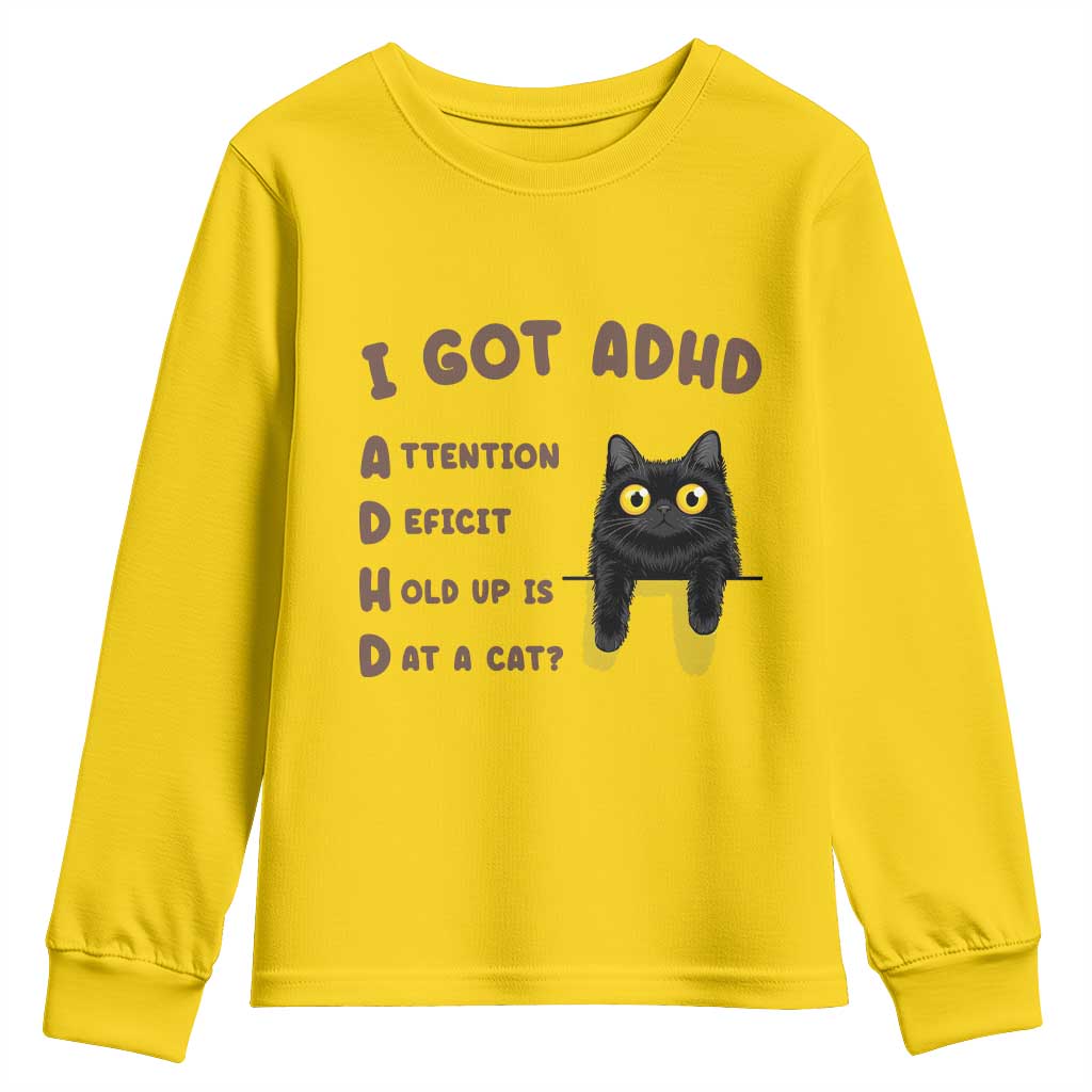 I Got ADHD is that A Cat Youth Sweatshirt Funny Cat Lover TS14 Daisy Print Your Wear