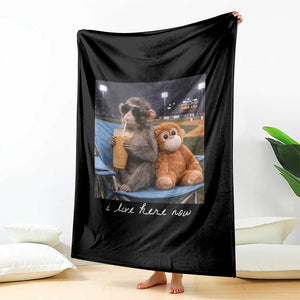 Funny Punch Monkey Baseball Throw Blanket I Live Here Now Ballpark Graphic TS14 Print Your Wear