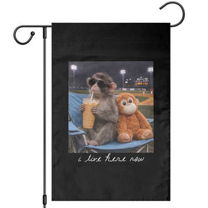 Funny Punch Monkey Baseball Garden Flag I Live Here Now Ballpark Graphic TS14 Black Print Your Wear