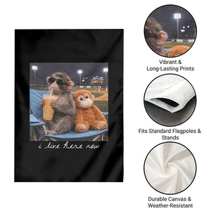 Funny Punch Monkey Baseball Garden Flag I Live Here Now Ballpark Graphic TS14 Print Your Wear