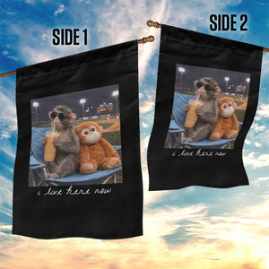 Funny Punch Monkey Baseball Garden Flag I Live Here Now Ballpark Graphic TS14 Print Your Wear