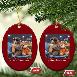 Funny Punch Monkey Baseball Ceramic Ornament I Live Here Now Ballpark Graphic TS14 Print Your Wear