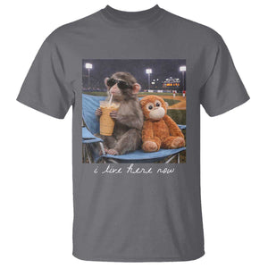 Funny Punch Monkey Baseball T Shirt I Live Here Now Ballpark Graphic TS14 Charcoal Print Your Wear