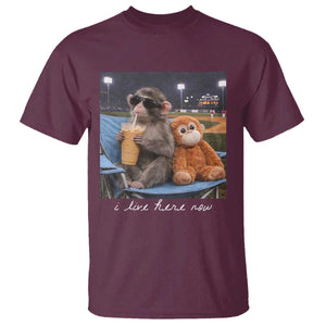 Funny Punch Monkey Baseball T Shirt I Live Here Now Ballpark Graphic TS14 Maroon Print Your Wear