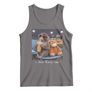 Funny Punch Monkey Baseball Tank Top I Live Here Now Ballpark Graphic TS14 Deep Heather Print Your Wear