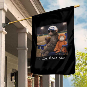 I Live Here Now Punch Monkey Garden Flag Funny Drinking Iced Coffee Baseball Field TS14 Print Your Wear