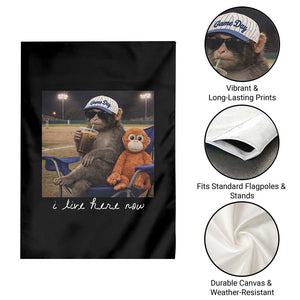 I Live Here Now Punch Monkey Garden Flag Funny Drinking Iced Coffee Baseball Field TS14 Print Your Wear