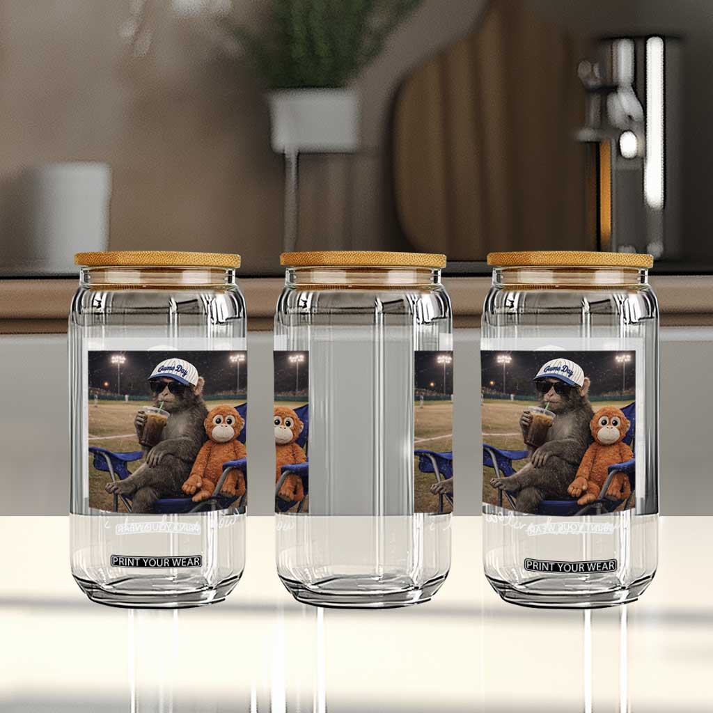 I Live Here Now Punch Monkey Glass Can Funny Drinking Iced Coffee Baseball Field TS14 Print Your Wear