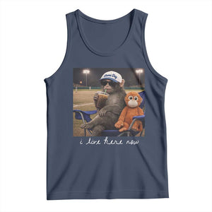 I Live Here Now Punch Monkey Tank Top Funny Drinking Iced Coffee Baseball Field TS14 Navy Print Your Wear