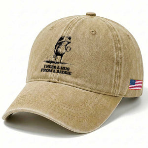 I Need A Hug from A Baddie Washed Cotton Baseball Cap Funny Frog Saying Quote TS14 Print Your Wear