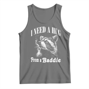 I Need A Hug from A Baddie Tank Top Funny Raccoon Smoking Sarcastic TS14 Black Heather Print Your Wear