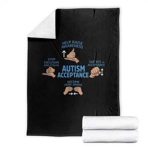 Autism Acceptance Throw Blanket Hand Neurodiversity SPED Teacher TS14 Black Print Your Wear