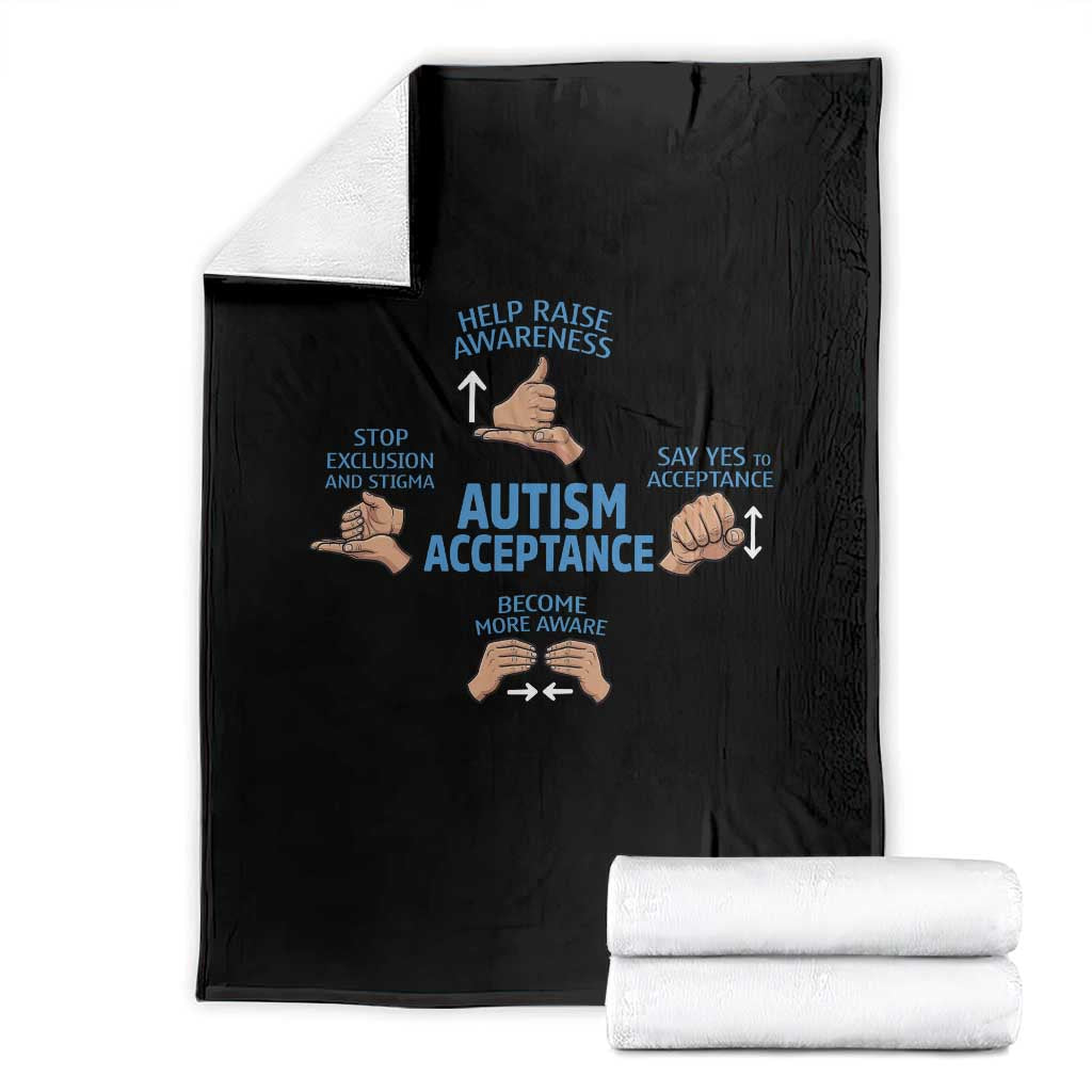 Autism Acceptance Throw Blanket Hand Neurodiversity SPED Teacher TS14 Black Print Your Wear