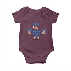 Autism Acceptance Baby Onesie Hand Neurodiversity SPED Teacher TS14 Maroon Print Your Wear