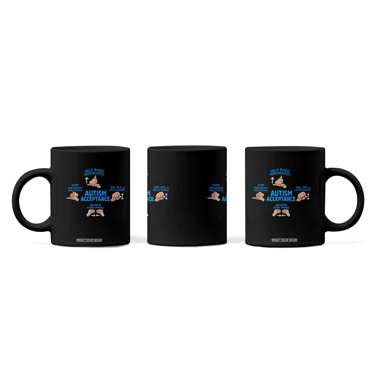 Autism Acceptance Coffee Mug Hand Neurodiversity SPED Teacher TS14 Print Your Wear