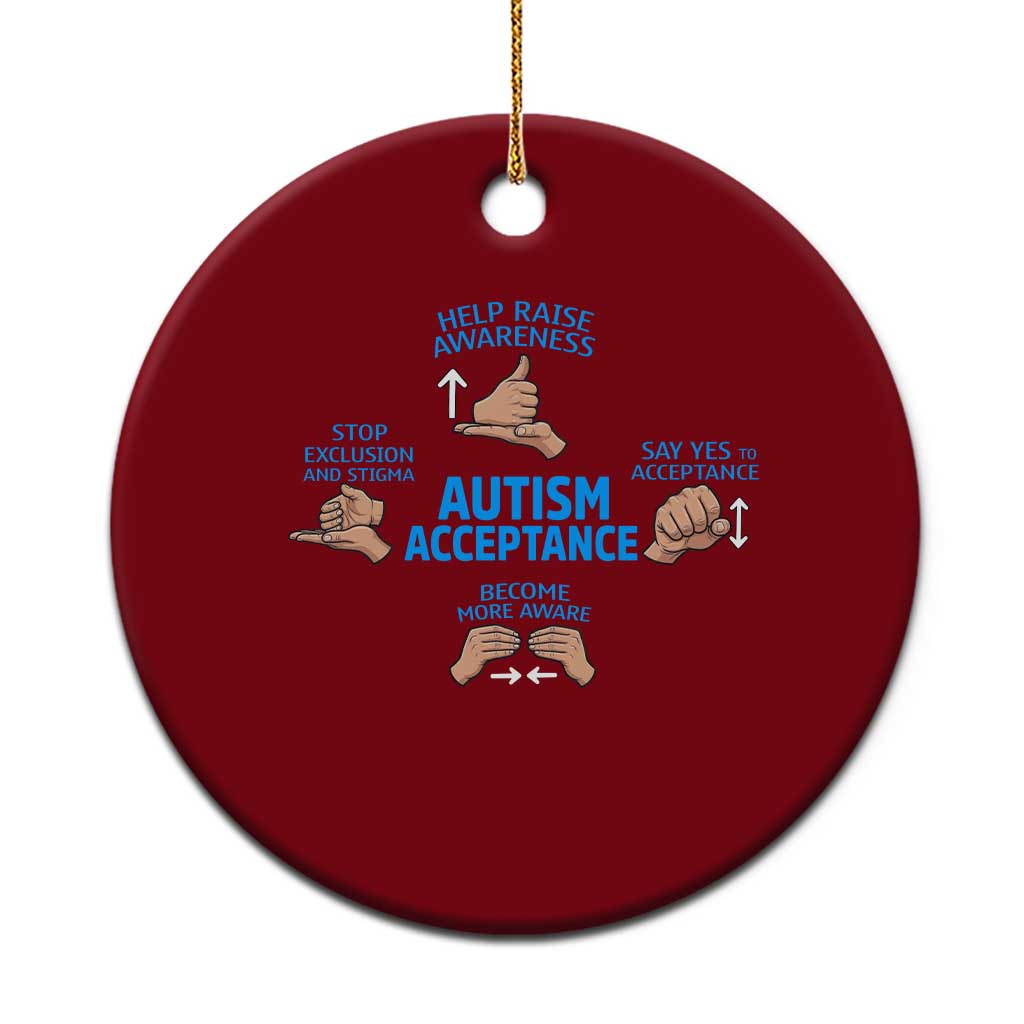 Autism Acceptance Ceramic Ornament Hand Neurodiversity SPED Teacher TS14 1pc Red Print Your Wear