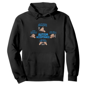 Autism Acceptance Hoodie Hand Neurodiversity SPED Teacher TS14 Black Print Your Wear