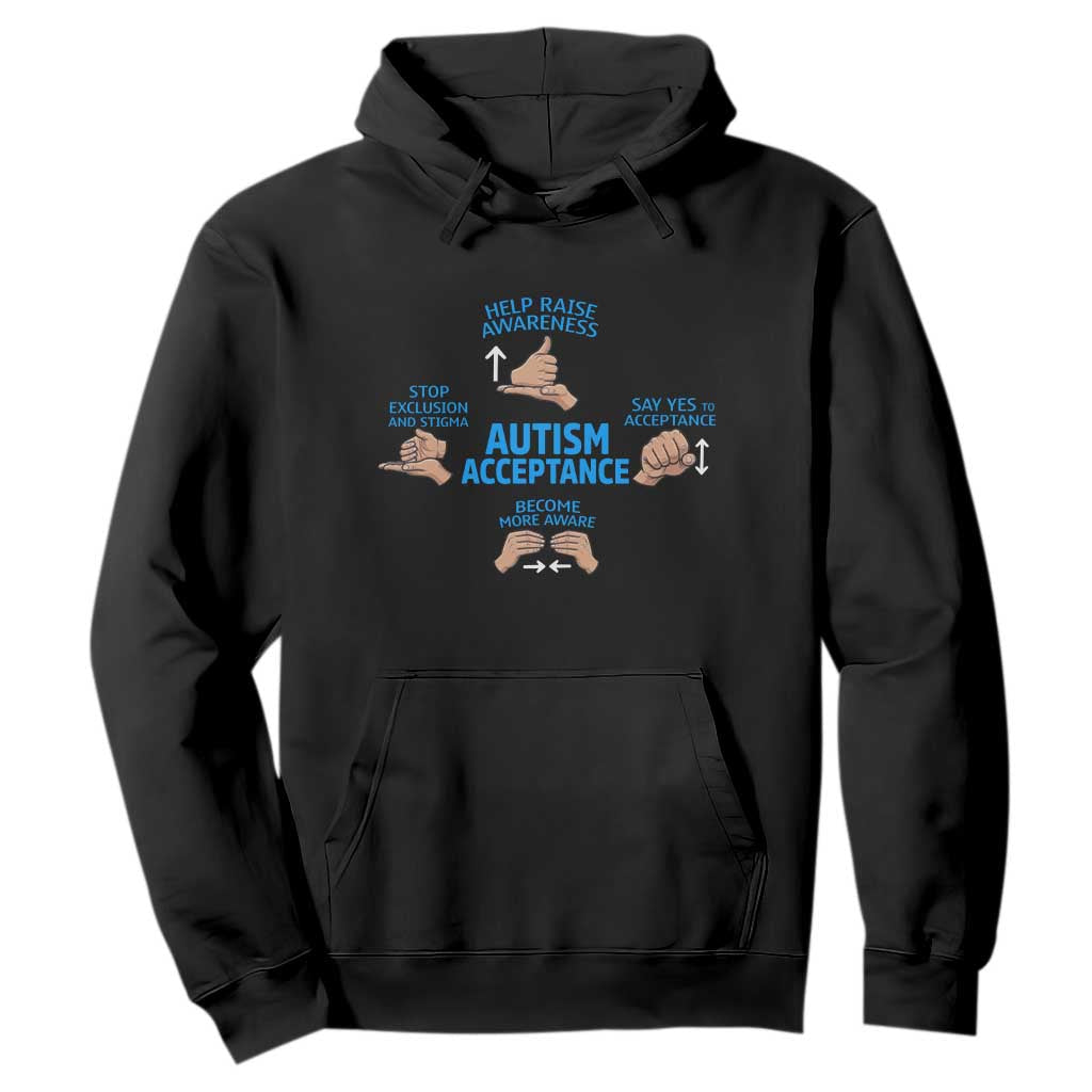 Autism Acceptance Hoodie Hand Neurodiversity SPED Teacher TS14 Black Print Your Wear