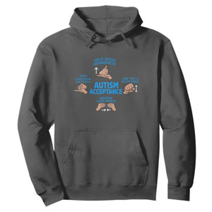 Autism Acceptance Hoodie Hand Neurodiversity SPED Teacher TS14 Dark Heather Print Your Wear
