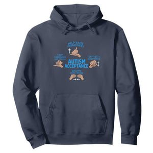 Autism Acceptance Hoodie Hand Neurodiversity SPED Teacher TS14 Navy Print Your Wear