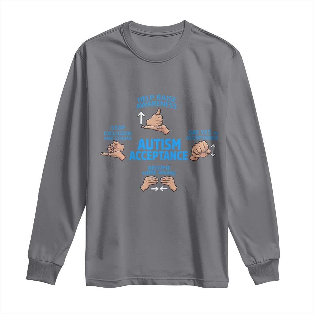 Autism Acceptance Long Sleeve Shirt Hand Neurodiversity SPED Teacher TS14 Charcoal Print Your Wear