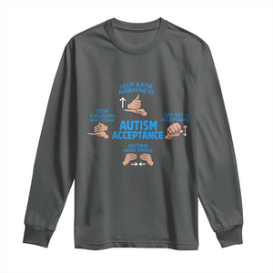 Autism Acceptance Long Sleeve Shirt Hand Neurodiversity SPED Teacher TS14 Dark Heather Print Your Wear