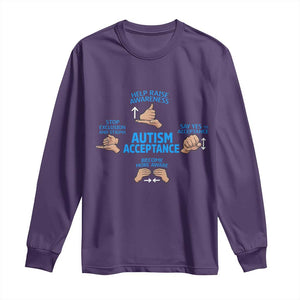 Autism Acceptance Long Sleeve Shirt Hand Neurodiversity SPED Teacher TS14 Purple Print Your Wear