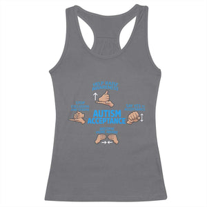 Autism Acceptance Racerback Tank Top Hand Neurodiversity SPED Teacher TS14 Charcoal Print Your Wear