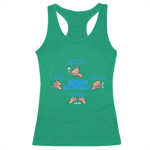 Autism Acceptance Racerback Tank Top Hand Neurodiversity SPED Teacher TS14 Irish Green Print Your Wear