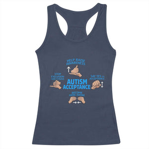 Autism Acceptance Racerback Tank Top Hand Neurodiversity SPED Teacher TS14 Navy Print Your Wear
